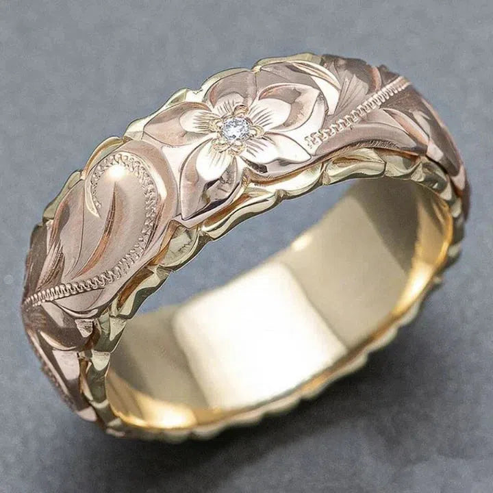 Bague en Or avec Fleur Rose Vintage