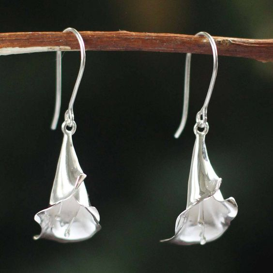 Boucles d'oreilles en argent vintage Lotus