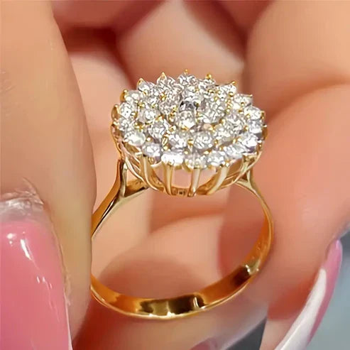 Bague Ronde Dorée Étincelante