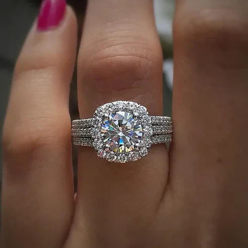 Bague Argentée Superposée Brillante