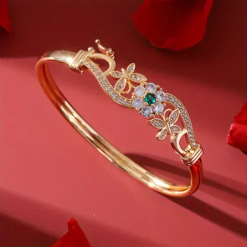 Bracelet en cristal vert en zircone dorée