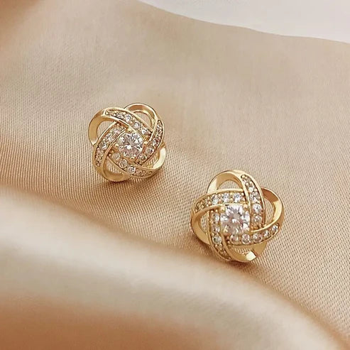 Boucles d'oreilles en or sphériques élégantes en cristal