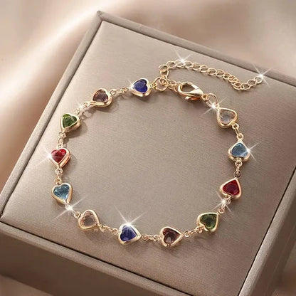 Bracelet en Or avec Cœur Coloré