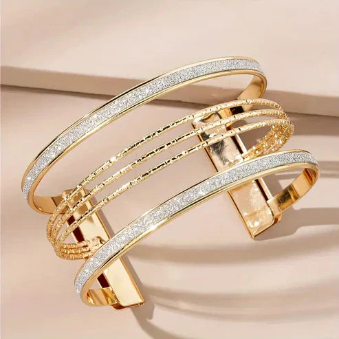 Bracelet Ouvert Doré Brillant