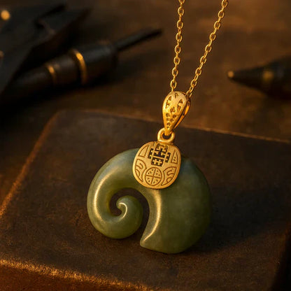 Pendentif en Jade Hetian en Forme d'Éléphant