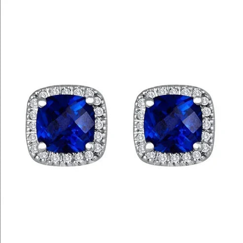 Boucles d'oreilles carrées en saphir