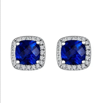 Boucles d'oreilles carrées en saphir