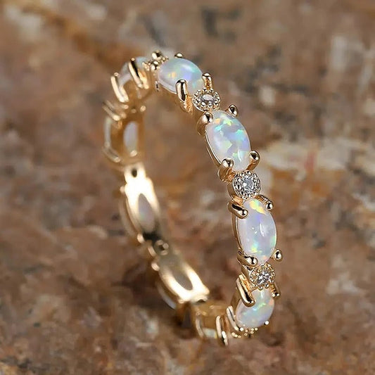 Bague Éternité Opale Or Vintage