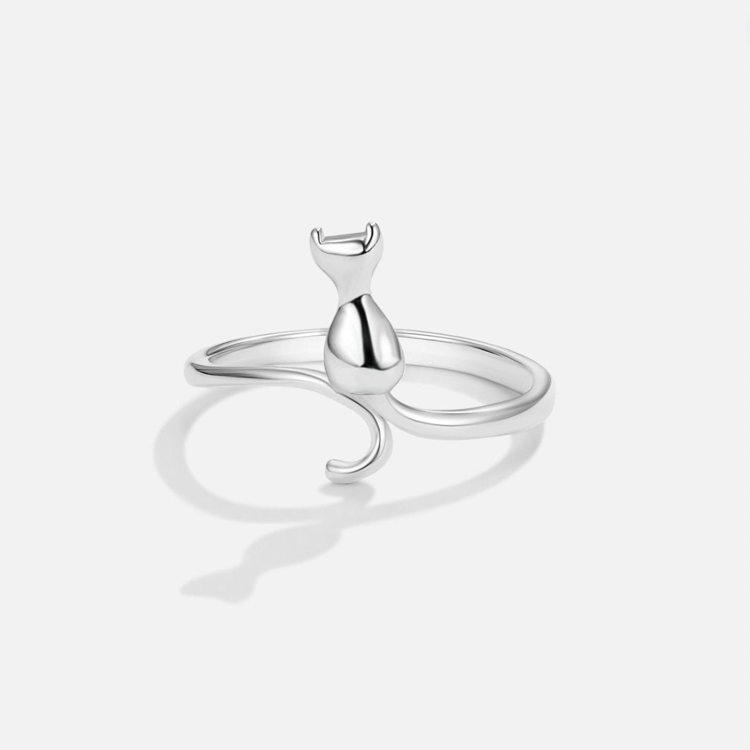Bague Motif Chat Argenté