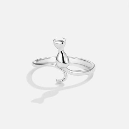 Bague Motif Chat Argenté
