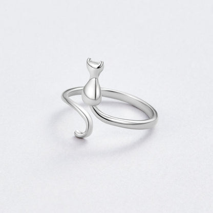 Bague Motif Chat Argenté