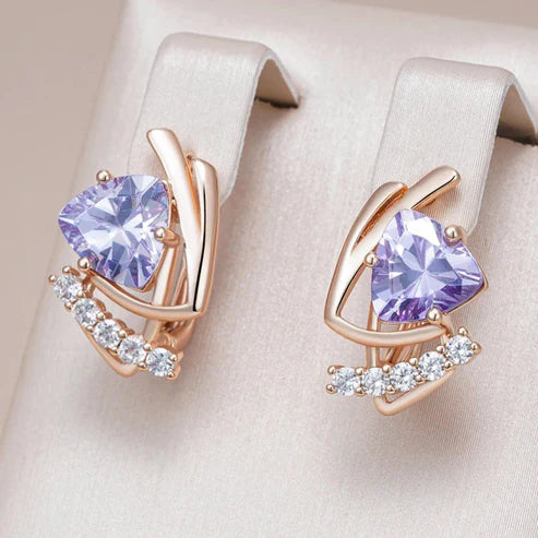 Boucles d'oreilles élégantes en or brillant violet