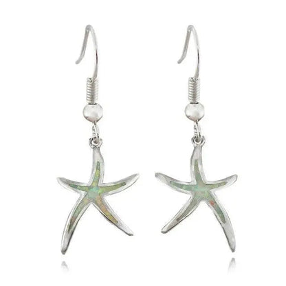 Boucles d'oreilles étoile de mer en opale et argent