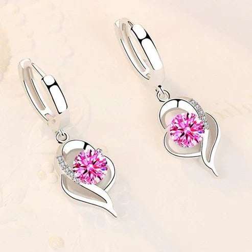 Boucles d'oreilles florales en argent et en zircone