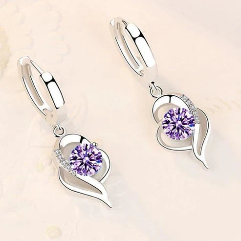 Boucles d'oreilles florales en argent et en zircone