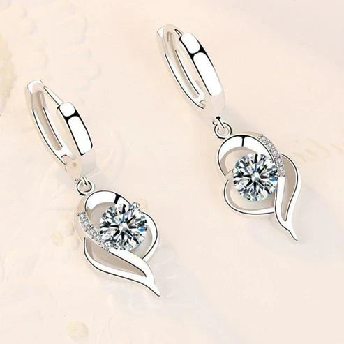 Boucles d'oreilles florales en argent et en zircone