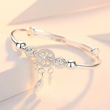 Bracelet attrape-rêves ajustable en argent