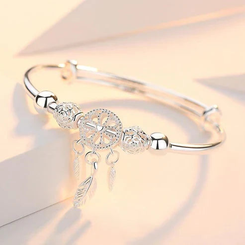 Bracelet attrape-rêves ajustable en argent