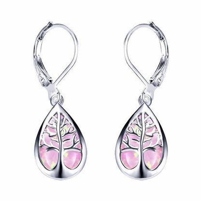 Boucles d'oreilles Arbre de Vie en Opale et Argent