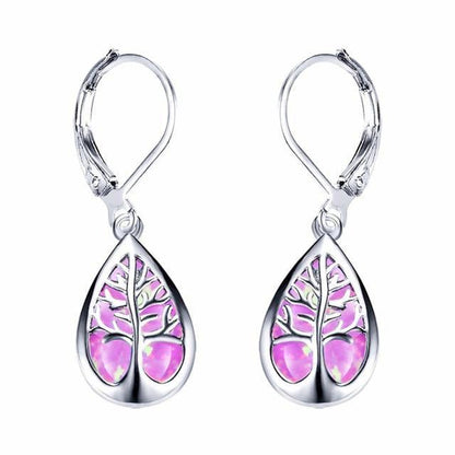 Boucles d'oreilles Arbre de Vie en Opale et Argent