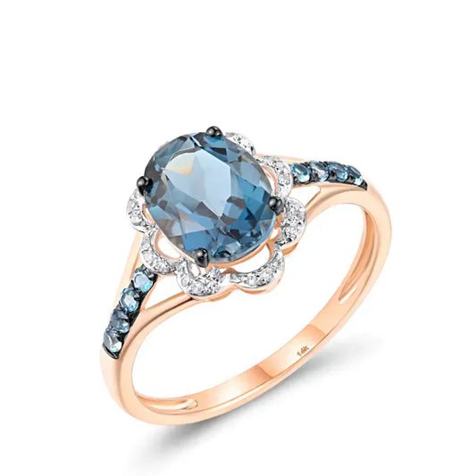 Bague en Gemme Étincelante de Topaze Bleue