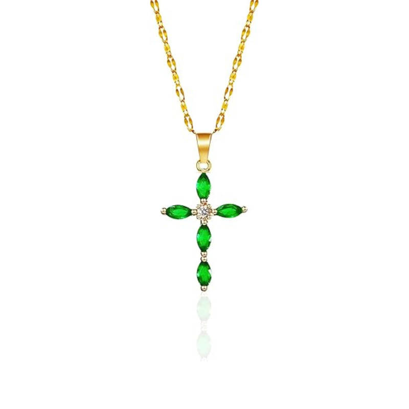 Collier Croisé Marquise Émeraude en Or