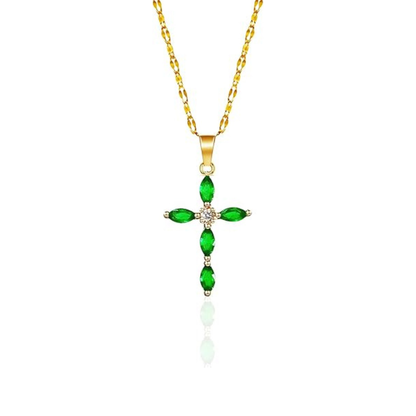 Collier Croisé Marquise Émeraude en Or