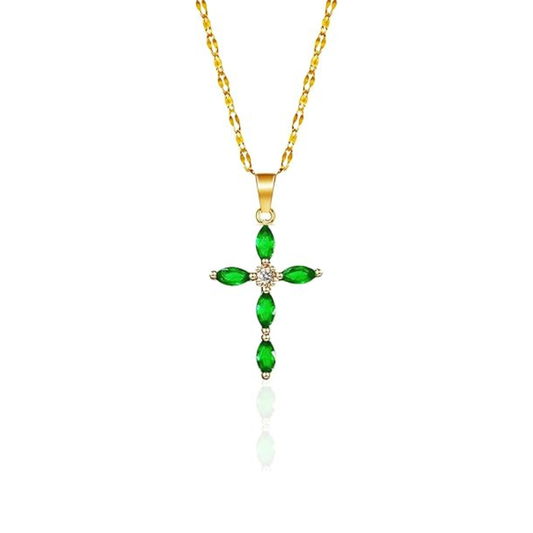 Collier Croisé Marquise Émeraude en Or