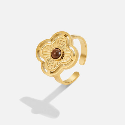 Bague Ouverte Florale en Or