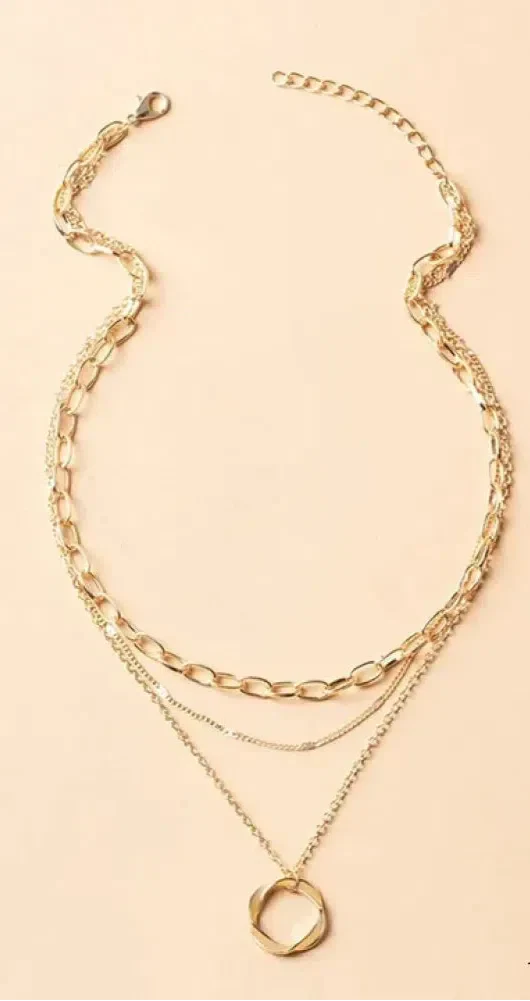 Collier vintage en chaîne dorée superposée avec pendentif